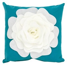 White  Teal Rose 17" Throw Pillow