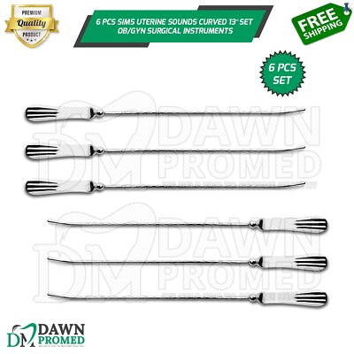 #ad 6 Pcs Sims Uterine Sounds Malleable Curved 13” Set OB GYN Surgical Inst German G $20.80