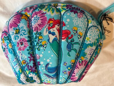 Vera Bradley Disney Little Mermaid Ariel Floral Clam Shell Cosmetic Bag  Case New 886003835005|