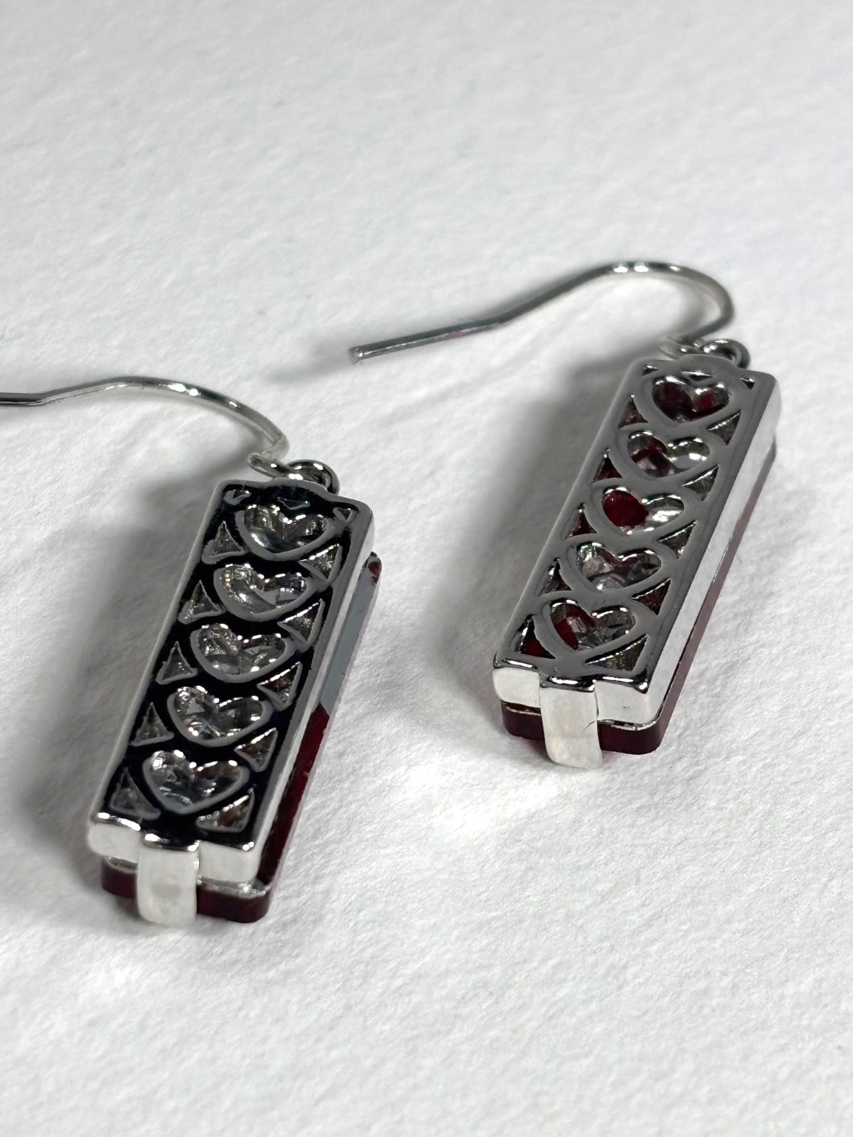 Faceted Red Crystal long rectangle dangle earring… - image 16