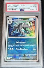 PSA 10 Houndoom 063/131 Master Ball Reverse Holo Prismatic Evolutions Pokemon