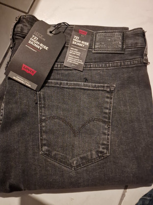  Levi's Jeans 721, W24, High Rise Skinny, schwarz Used Look, Neu 