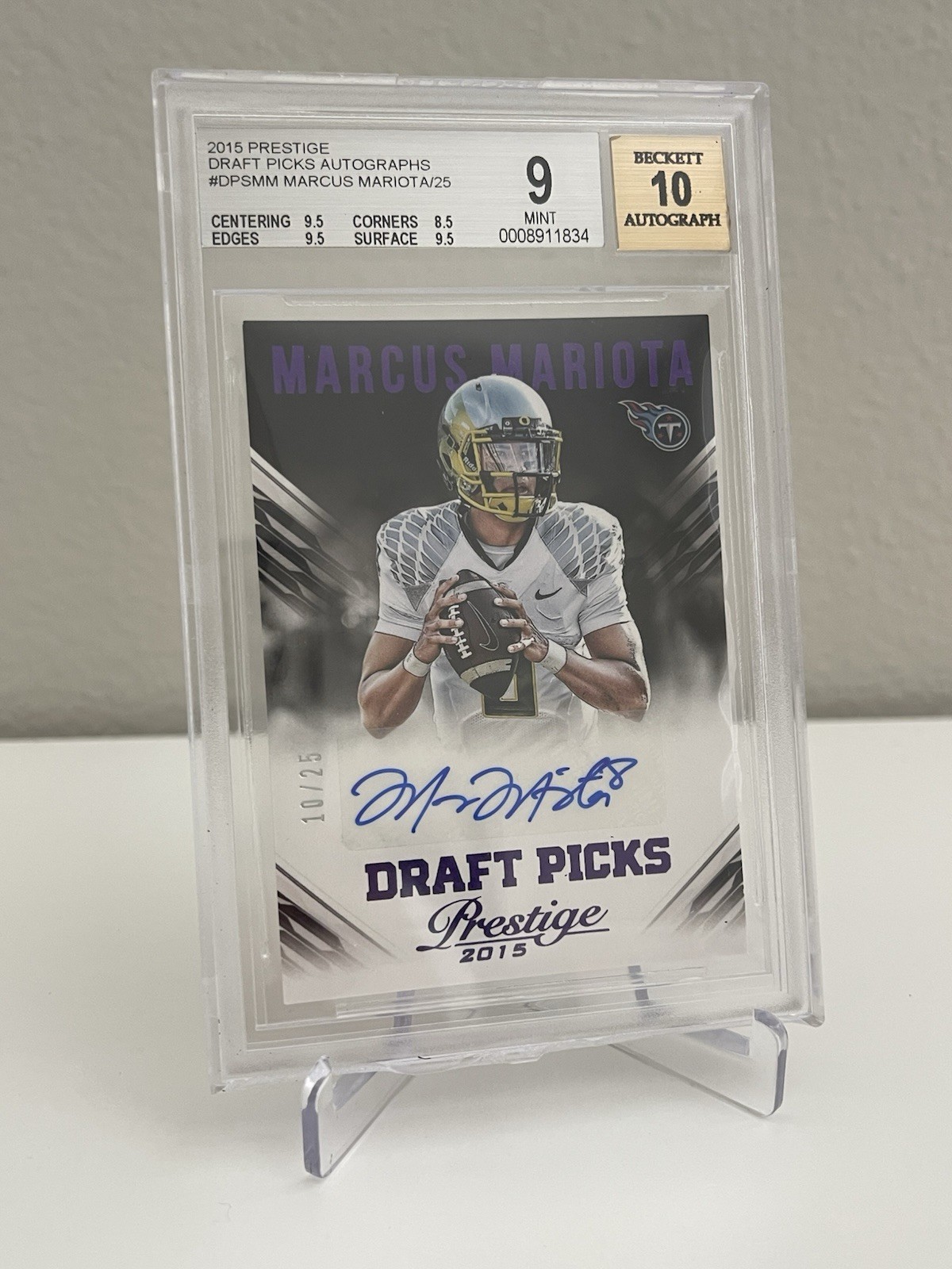 Marcus Mariota Panini Prestige Draft Picks Signatures #DPSMM Purple