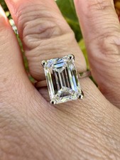 Platinum 3.09ct Emerald cut Lab-Grown Diamond Solitaire Ring IGI certified  