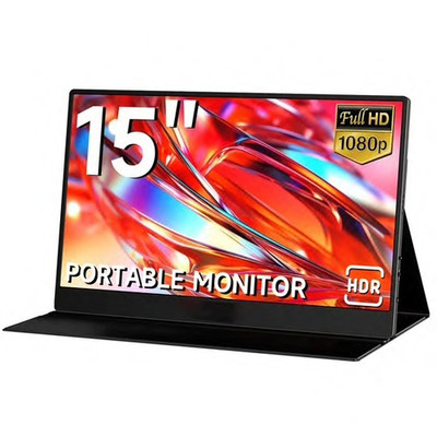 Ultra Thin Portable 15'' 1080P Monitor For Laptops & Phones 1920x1080 IPS Screen 