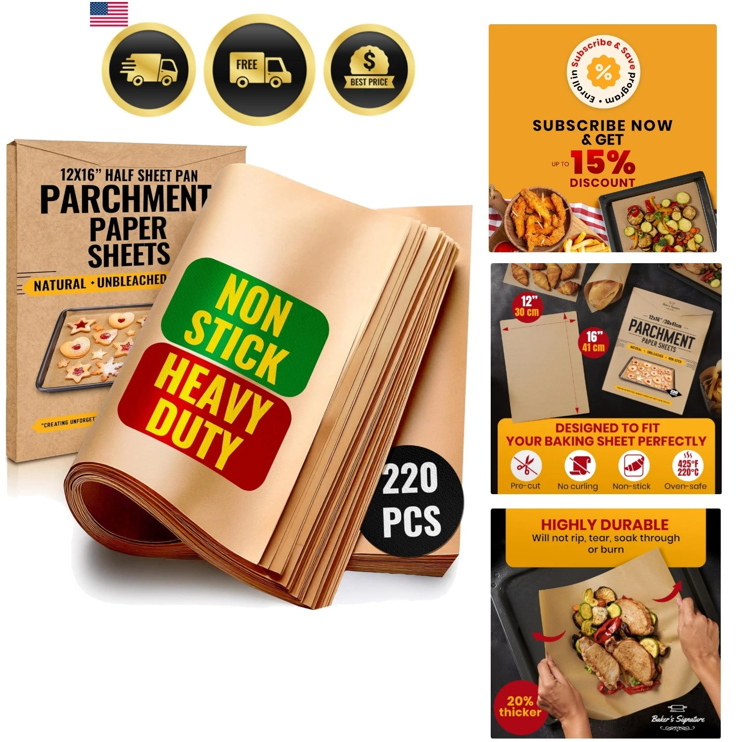 220 PCS Parchment Paper Baking Sheets, 12x16 Inches by | Precut Non-Stick & U...
Opens in a new wind