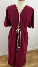 Vintage Vanity Fair Women's Velour Robe Loungewear Zip Front Red