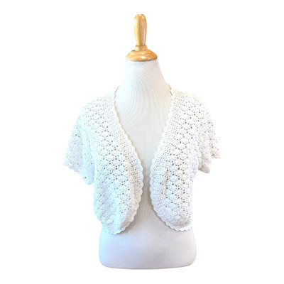 Plus Size Susan Graver Boho Crochet Short Sleeve Cropped Shrug Cardigan Y2K 2X