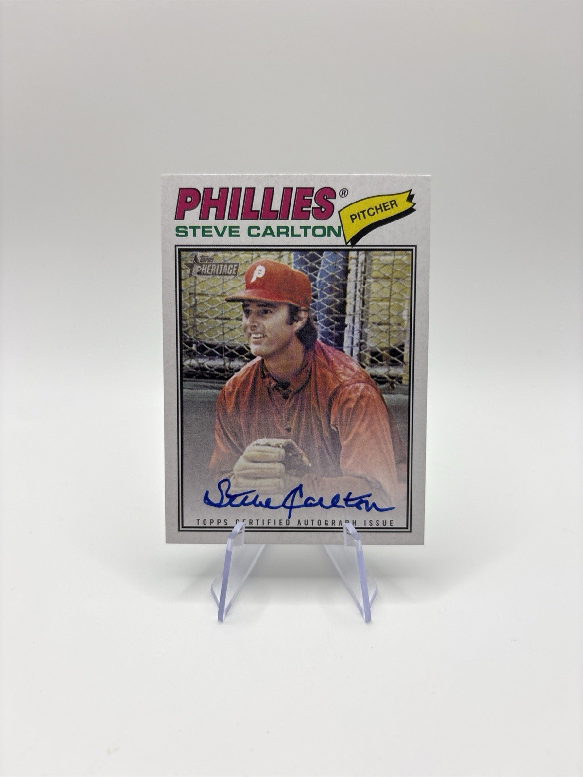 2026 Topps Heritage Steve Carlton #ROA-77RO-SC Real One Auto Blue Ink