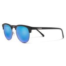 Suncloud Step Out Polarized Sunglasses, Matte Black/Polarized Blue Mirror
