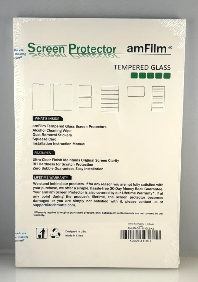 amFilm Glass Screen Protector for iPad Pro 11" 2-Pack Tempered Glass - New - Image 2 of 3