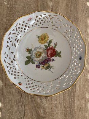 Ingres Weiss Form Marienbad Teller Schale Obstschale Porzellan Blumen