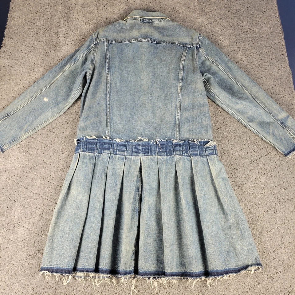 Vestido Levis Mujer M Azul Denim Pesado Vaquera Medio Lavado Botón Manga Larga Foto 3 de 4