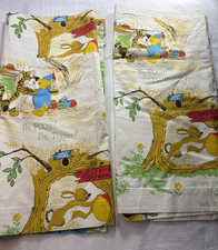 Two vintage Winnie the Pooh Curtain Panels or Valances Lined 42" Wide x 21" Long