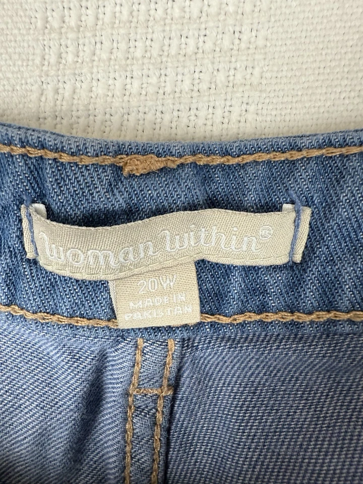 NWT Woman Within Womens Jeans Pants 20W Blue Straight Leg Denim 40x30 High Rise - Image 4 of 4