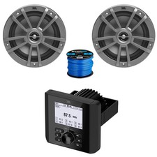 Bluetooth Digital Media Marine Audio Receiver, 2x 6.5" 180W Boat Speakers W/Wire