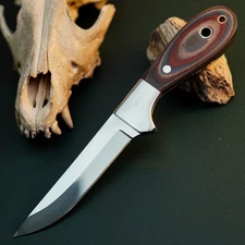 Gift-Ready 9" Damascus / Steel Knife Full Tang Hunt it Hunt + Leather Sheath