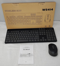Soueto Wireless Keyboard  Mouse 2.4G USB Built-In Phone Holder Silent Click