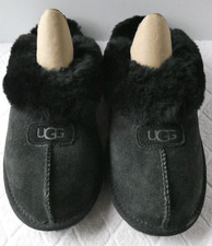 UGG Coquette Black Suede Slippers Fur Lining US Size 10
