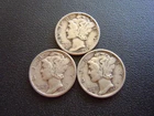 1942 P Mercury Dime Coin - 3 Coins #2