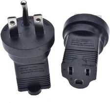 6-15P to 5-15R Travel Adapter NEMA Converter,Toptekits NEMA6-15P Male Black