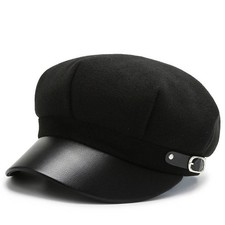 Adjustable Womens Newsboy Cap Black Classic S...
