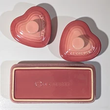Le Creuset Heart Cocotte Putite Ramekin D'Amour Tray Set Pink Near Mint