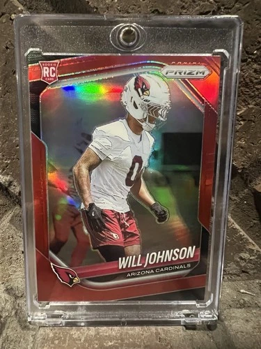 2025 Panini Prizm Will Johnson Red Prizm No.370 Arizona Cardinals RC Rookie