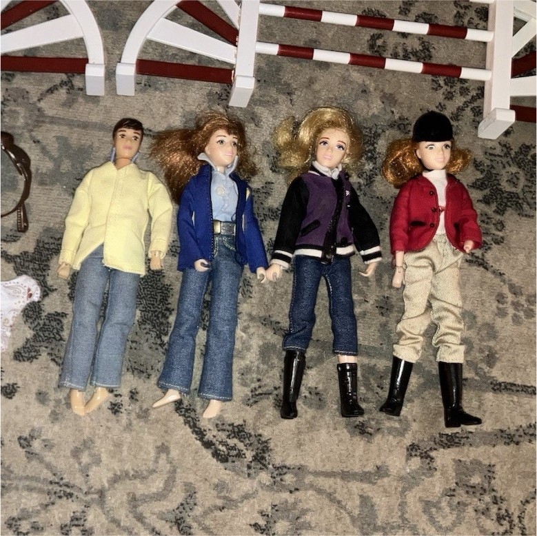 Breyer Equestrian Doll Playset Lot, Red Wavy Hair Green Eyes, Removable Clothes