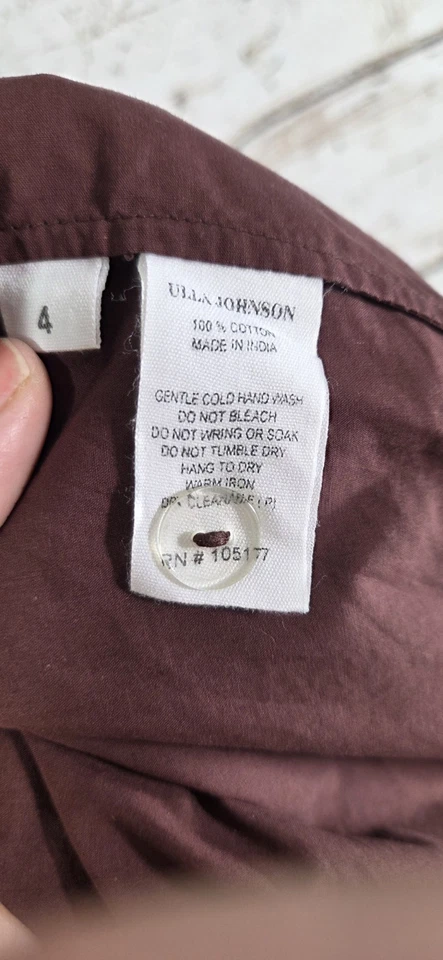 Falda ULLA JOHNSON Camilla Pasas Roja Marrón Volantes Popelina Midi Envolvente Línea A Talla 4 Foto 3 de 4