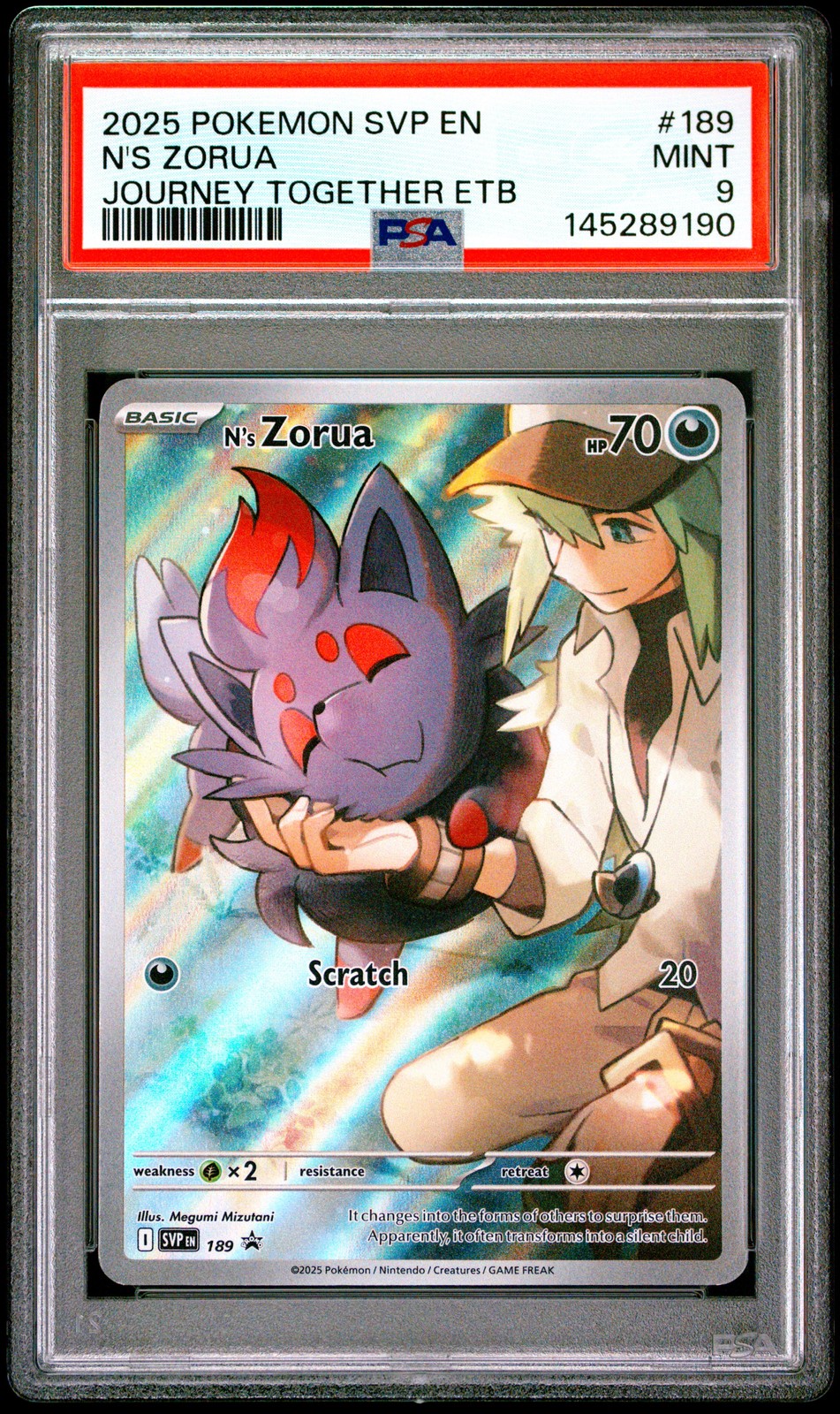 2025 POKEMON SVP EN-SV BLACK STAR PROMO #189 N'S ZORUA PSA 9
