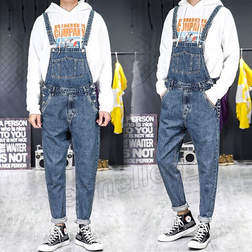 Mens Denim Overalls Casual Jeans 
