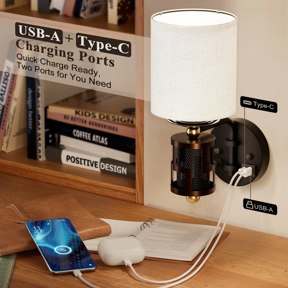 Aplique de baño con pantalla de lino de cobre patinado a mano de campo francés Foto 3 de 4