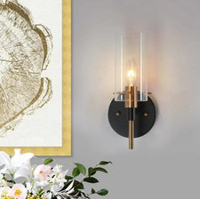 Modern 1-Light Brass Gold Wall Sconce, Black Vanity Light Wall Light