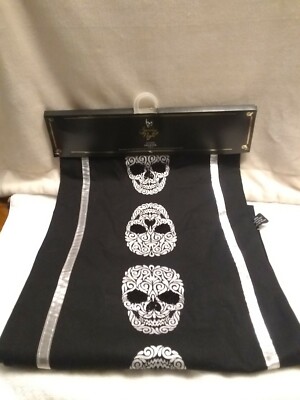 Spooky Nights Black Skull Table Runner