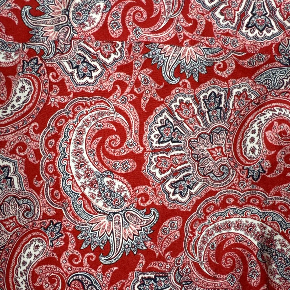 CHAPS Womens XL NO IRON Paisley Top Button Up Blouse Shirt Long Sleeve