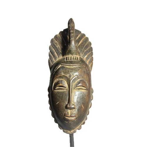 Maschera africana Baule Africa occidentale tribale legno intagliato ritratto volto scultura-831 - Foto 24 di 24