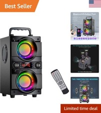 Dynamic Bass Portable Bluetooth Speaker - Double Subwoofer - Flashing LED Lights