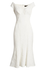 NWT TADASHI SHOJI Agnes Rose in White Jacquard Cap Sleeve Trumpet Dress 6