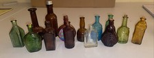 14 Mini Vintage Glass Bottles Root Bitters, Ben Franklin, Cheif Wahoo Tonic