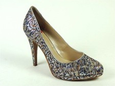 Nine West Women's Rocha Shoes Grey Multi Fawn Glitter Classic Pumps Size 7