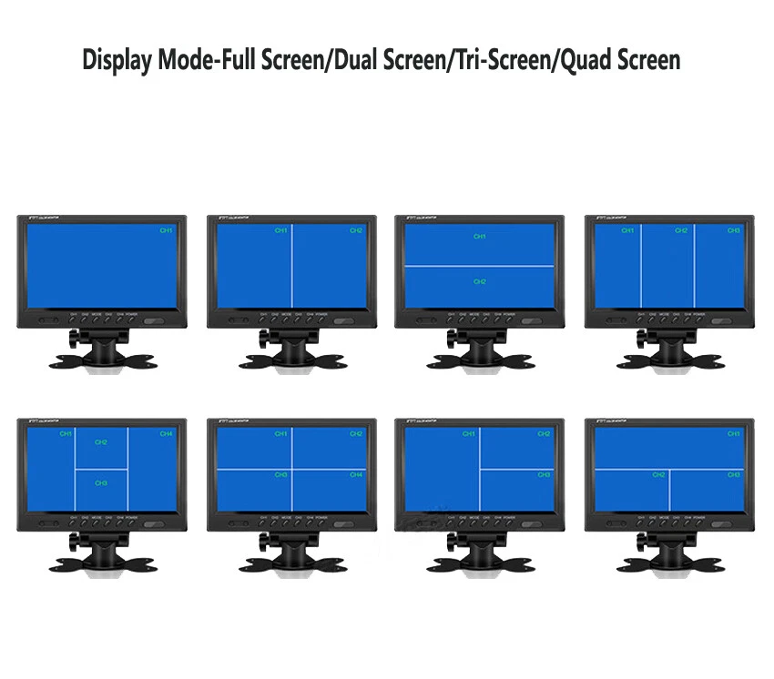 9" QUAD SPLIT MONITOR SCREEN 4x REAR VIEW BACKUP CCD CAMERA SYSTEM FOR TRUCK RV - Image 2 of 4