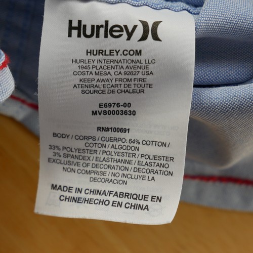 Hurley Dress Casual Shirt 2XL Slim Chambray Button Up Short Sleeve Nike Dri-Fit - Picture 7 of 14