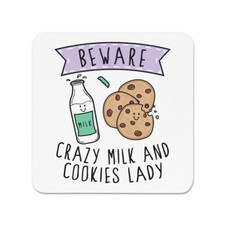 Beware Pazzo Latte E Biscotti Donna Frigo Magnete Scherzo Divertente Cibo Amante