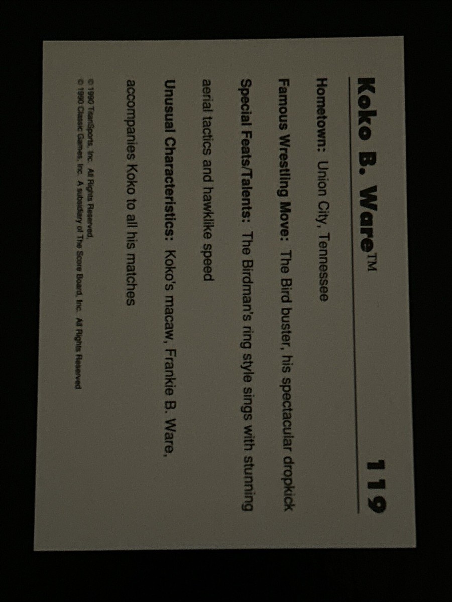 koko.bページ 1990 Classic WWF Superstarz #119 Koko B. Ware | eBay