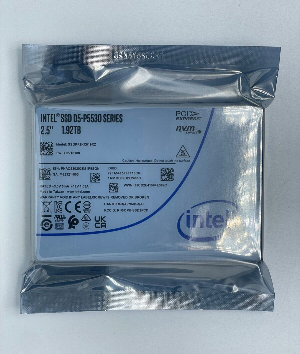 Intel D5 P5530 Series 1.92TB SSDPF2KX019XZ 2.5'' U.2 NVME PCIE