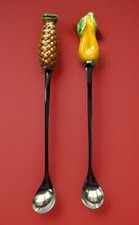 2 Stainless Steel Ice Cream Cocktail Teaspoons Dessert Long Spoons Fruits Finial