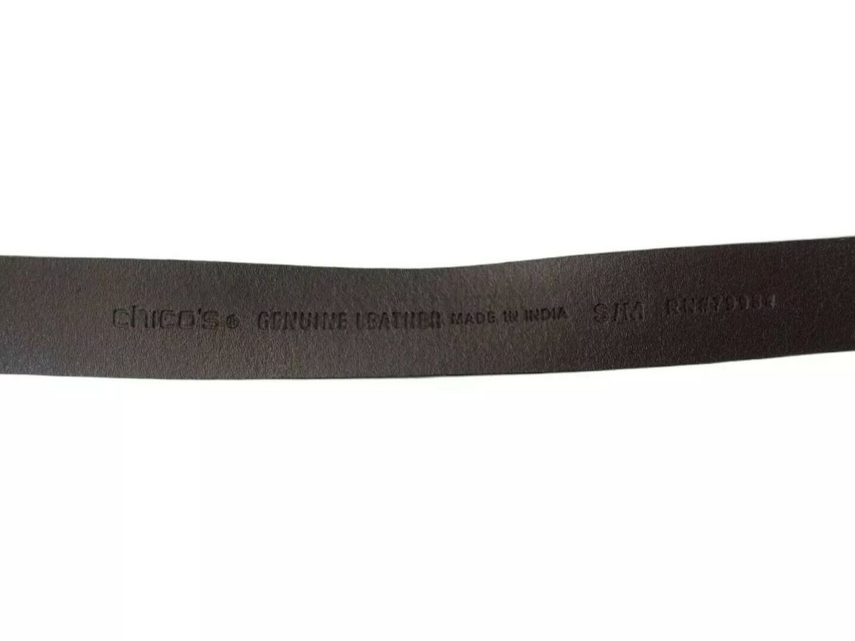 Chico\'s Hook Closure Brown Snake Print Leather Adjustable Slide Belt Size M/L CHICO main image 2