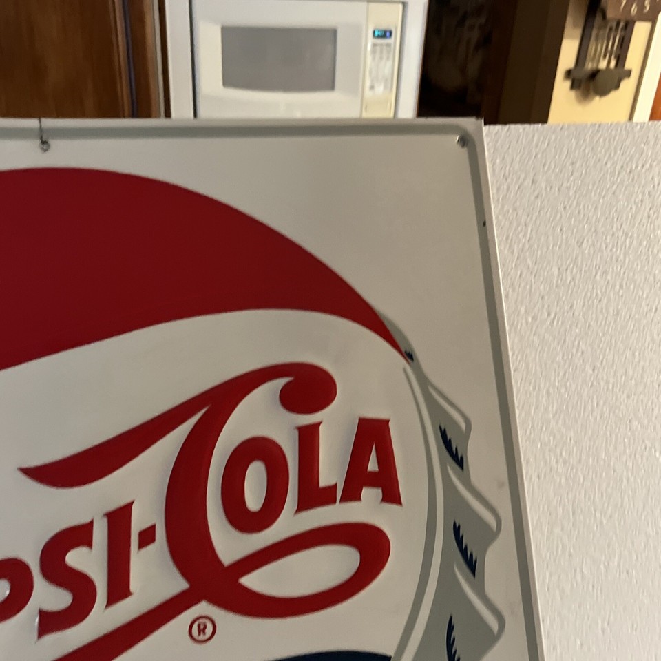 Vintage 1950s-1960's PEPSI COLA Bottle Cap Sign Metal 25”x25” OEM | eBay