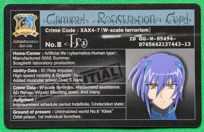 TRE Magical girl lyrical Nanoha Criminal Registration Card Japan